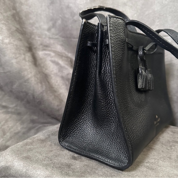 Kate Spade Pebbled Leather Hayes Street Isobel Satchel Black Small Bag - Picture 13 of 15